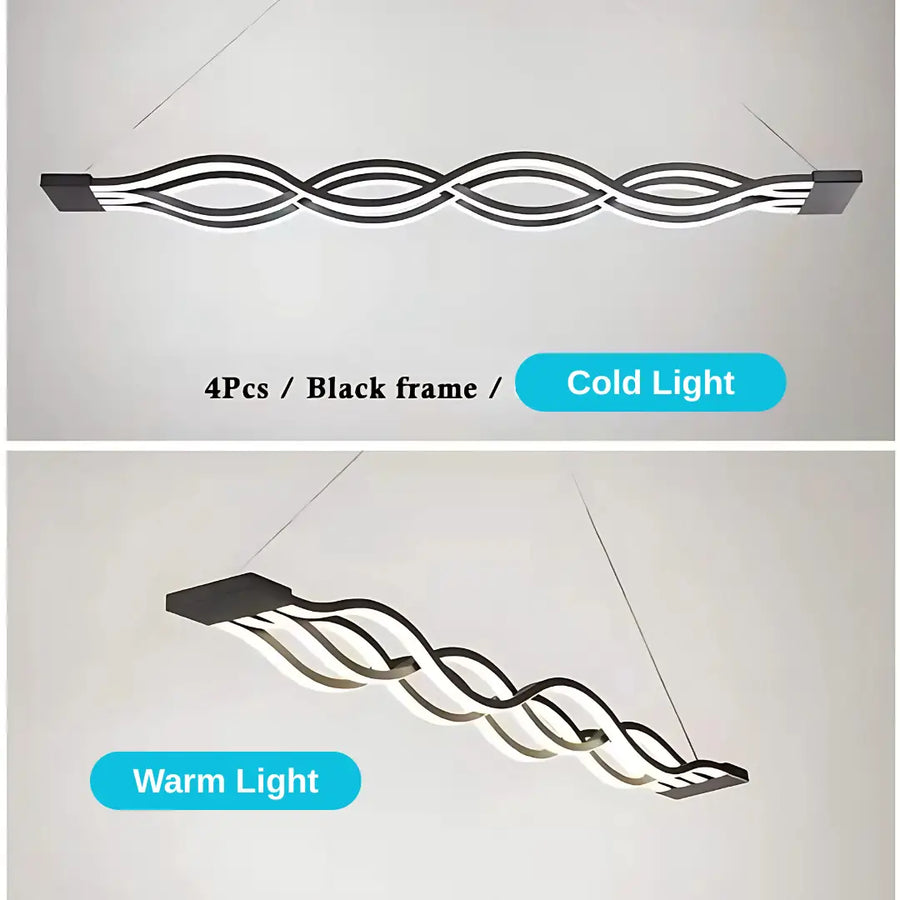 Függesztett LED-csillár távirányítóval WAVE 89W, Lineáris, Hideg/Meleg/Semleges fény, Fényszabályozható, Fekete, Állítható magasságú LED-csillárok távirányítóval Alapértelmezett cím Alessandro Design