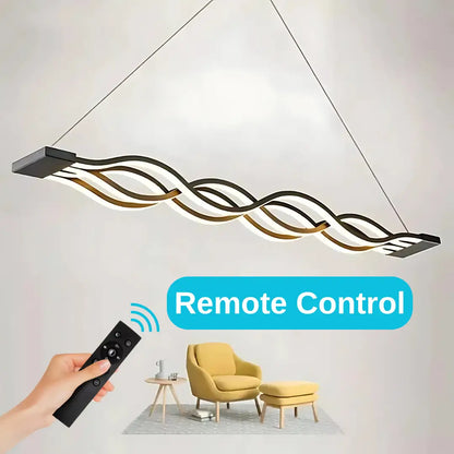 Függesztett LED-csillár távirányítóval WAVE 89W, Lineáris, Hideg/Meleg/Semleges fény, Fényszabályozható, Fekete, Állítható magasságú LED-csillárok távirányítóval Alapértelmezett cím Alessandro Design