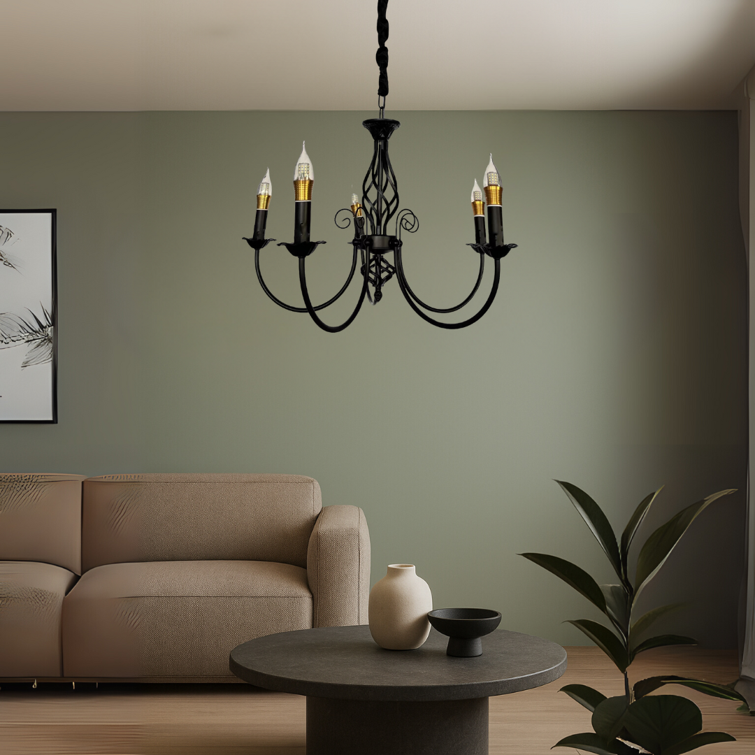 Candelabru Perla, 5xE14, 49x37cm, Negru, Inaltime Reglabila Candelabre Cristal Default Title Alessandro Design