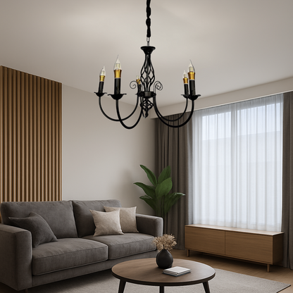 Candelabru Perla, 5xE14, 49x37cm, Negru, Inaltime Reglabila Candelabre Cristal Default Title Alessandro Design