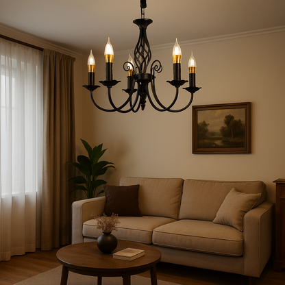Candelabru Perla, 5xE14, 49x37cm, Negru, Inaltime Reglabila Candelabre Cristal Default Title Alessandro Design