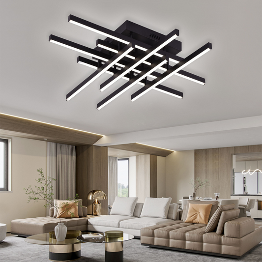 LED csillár távirányítóval LINEX, 108 W, 8 elem, hideg/meleg/semleges fény, szabályozható, fekete LED csillárok távirányítóval Alapértelmezett cím Alessandro Design