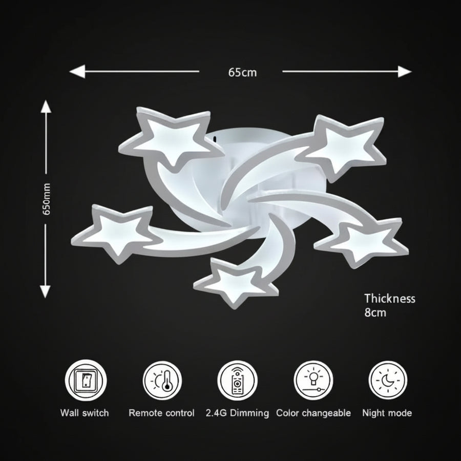 LED-es csillár távirányítóval IPOMOEA 85W, 5 csillag, hideg/meleg/semleges fény, szabályozható, fehér LED-es csillár távirányítóval Alapértelmezett cím Alessandro Design
