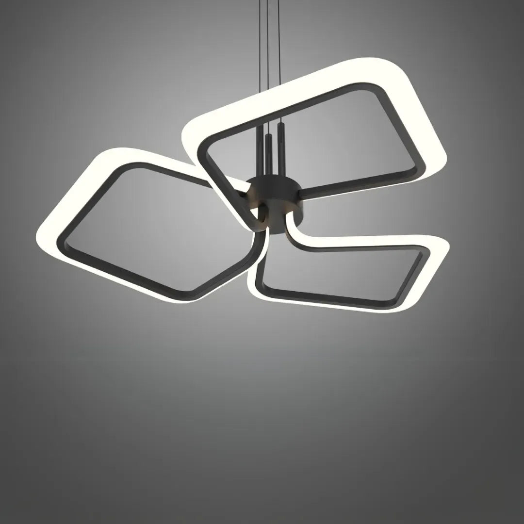 Lustra LED suspendata cu Telecomanda RIMINI 58W, 3 Patrate, lumina Rece/Calda/Neutra, Dimabila, Negru Lustre LED cu Telecomanda Default Title Alessandro Design