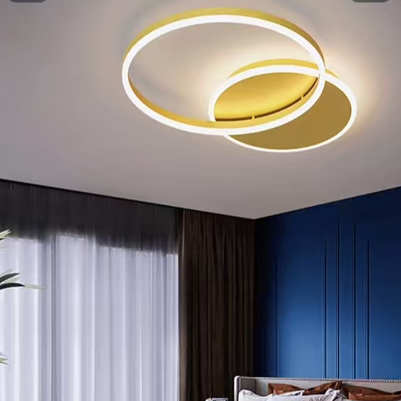 Lustra LED cu telecomanda RINOVA 47W, 2 cercuri, lumina Rece/Calda/Neutra, Dimabila, Auriu Lucios Lustre LED cu Telecomanda Default Title Alessandro Design