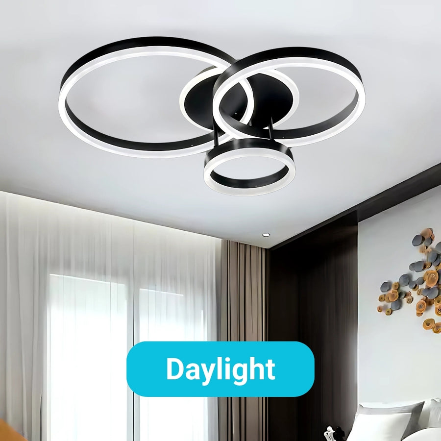LED-es csillár távirányítóval RIGA LILITH, 68W, 3 kör, hideg/meleg/semleges fény, szabályozható, fekete LED-es csillárok távirányítóval Alapértelmezett cím Alessandro Design