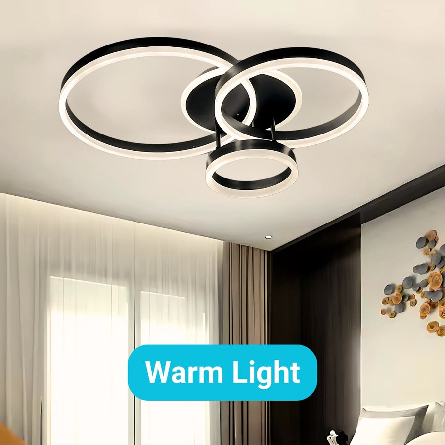 LED-es csillár távirányítóval RIGA LILITH, 68W, 3 kör, hideg/meleg/semleges fény, szabályozható, fekete LED-es csillárok távirányítóval Alapértelmezett cím Alessandro Design