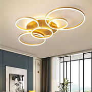 Lustra LED cu Telecomnda RINOVA, 5 cercuri, 137W, Lumina Calda/Rece/Neutra, Dimabila, Auriu Lustre LED cu Telecomanda Default Title Alessandro Design
