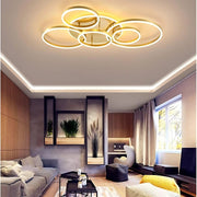 Lustra LED cu Telecomnda RINOVA, 5 cercuri, 137W, Lumina Calda/Rece/Neutra, Dimabila, Auriu Lustre LED cu Telecomanda Default Title Alessandro Design