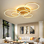 Lustra LED cu Telecomnda RINOVA, 5 cercuri, 137W, Lumina Calda/Rece/Neutra, Dimabila, Auriu Lustre LED cu Telecomanda Default Title Alessandro Design