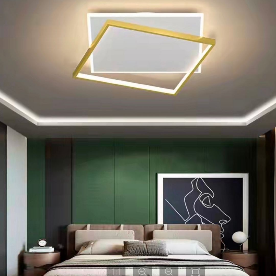 LED csillár távirányítóval SOLARA 66W, 2 négyzet, hideg/meleg/semleges fény, szabályozható, aranyfehér LED csillárok távirányítóval Alapértelmezett cím Alessandro Design