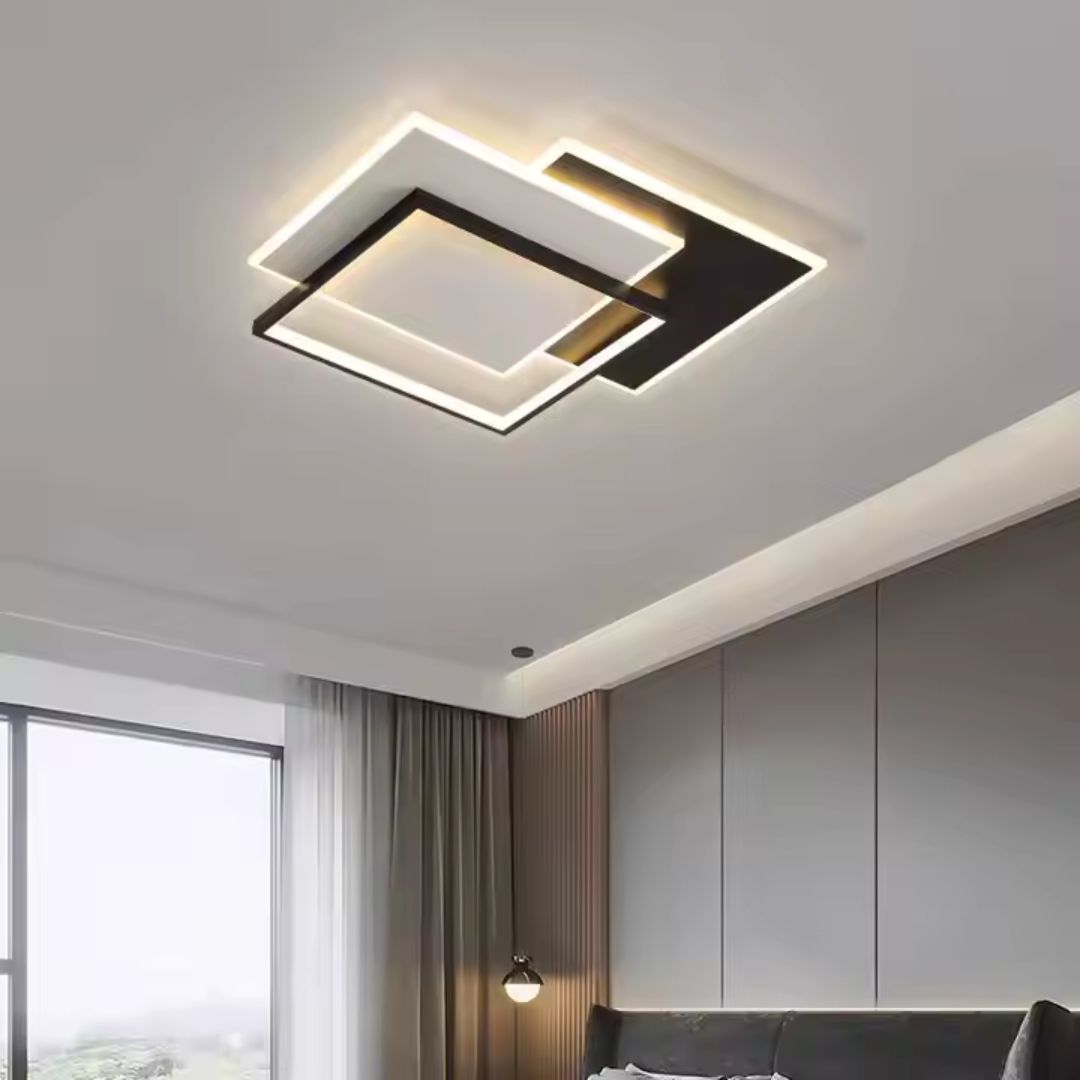 LED-es csillár távirányítóval CHIARA 98W, 3 négyzet, hideg/meleg/semleges fény, szabályozható, fekete LED-es csillárok távirányítóval Alapértelmezett cím Alessandro Design