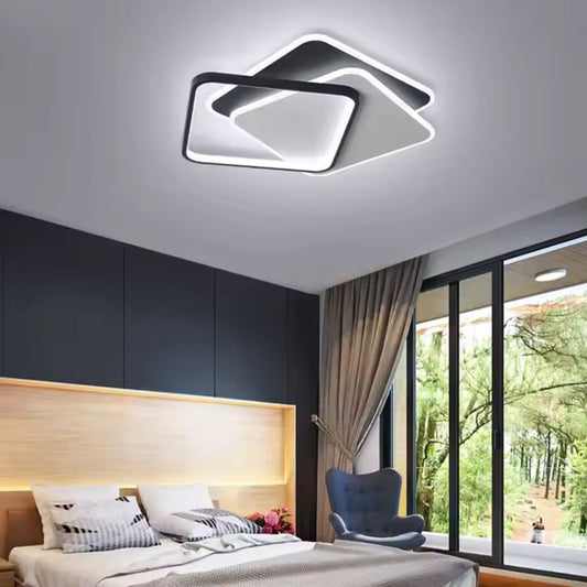 LED-es csillár távirányítóval OBLICO 120W, 3 négyzet, hideg/meleg/semleges fény, szabályozható, fekete LED-es csillárok távirányítóval Alapértelmezett cím Alessandro Design