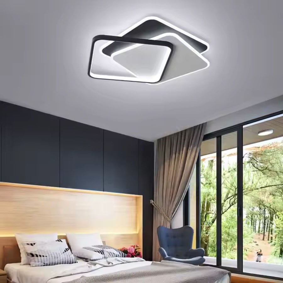 LED-es csillár távirányítóval OBLICO 120W, 3 négyzet, hideg/meleg/semleges fény, szabályozható, fekete LED-es csillárok távirányítóval Alapértelmezett cím Alessandro Design