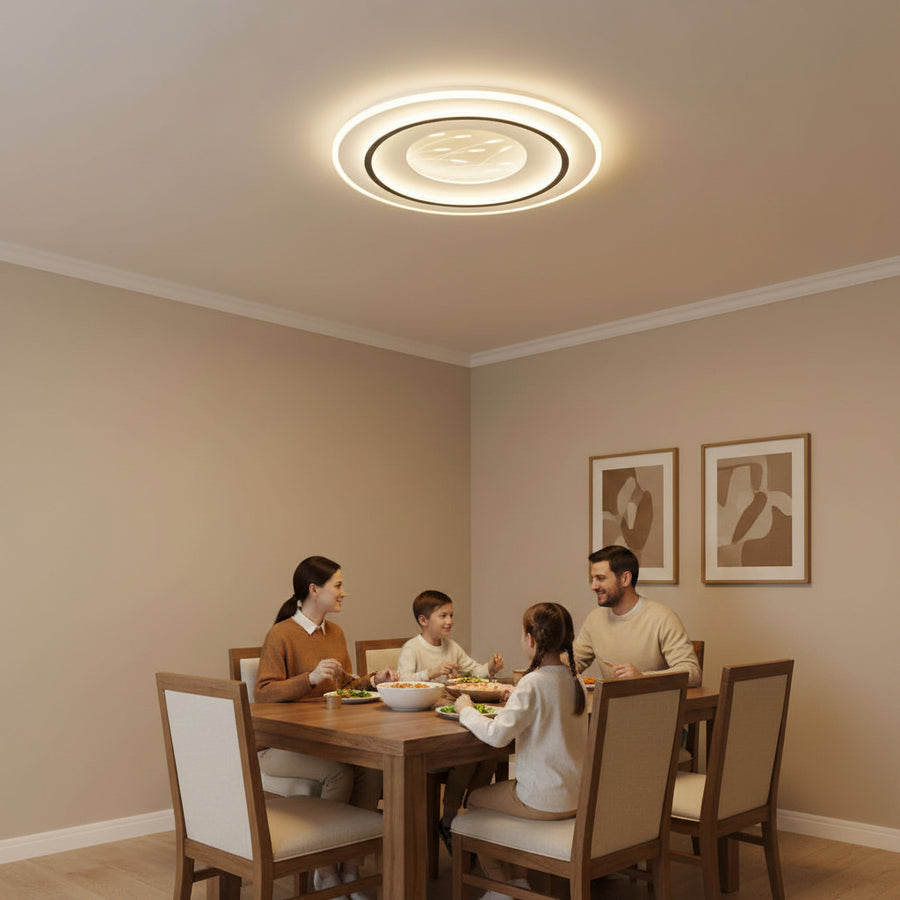 LED -csillár 125W -os vászon távirányítóval, kerek, hideg/forró/semleges fény, instabil, fekete