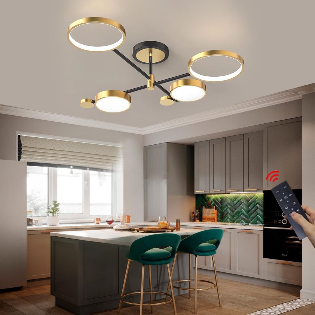 LED csillár távirányítóval MARIA, 4 elem, 22 W, meleg/hideg/semleges fény, szabályozható, arany LED-es csillárok távirányítóval Alapértelmezett cím Alessandro Design