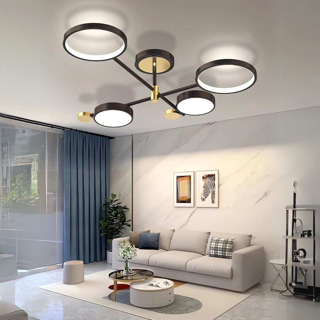Lustra LED cu Telecomnda MARIA, 22W, 4 Elemente, Lumina Calda/Rece/Neutra, Dimabila, Negru Lustre LED cu Telecomanda Default Title Alessandro Design