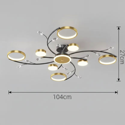 Lustra LED cu Telecomnda KARINA, 65W, 8 Elemente, Lumina Calda/Rece/Neutra, Dimabila, Auriu Lustre LED cu Telecomanda Default Title Alessandro Design