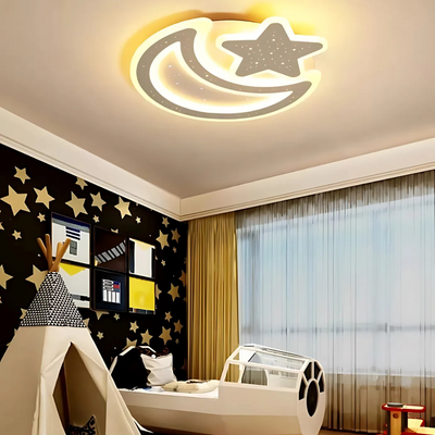Nova LED csillár távirányítóval, 89 W, szabályozható, hold és csillag alakú, fehér