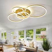 Lustra LED cu Telecomanda RINOVA, 4 cercuri, 112W, Lumina Calda/Rece/Neutra, Dimabila, Auriu Lustre LED cu Telecomanda Default Title Alessandro Design
