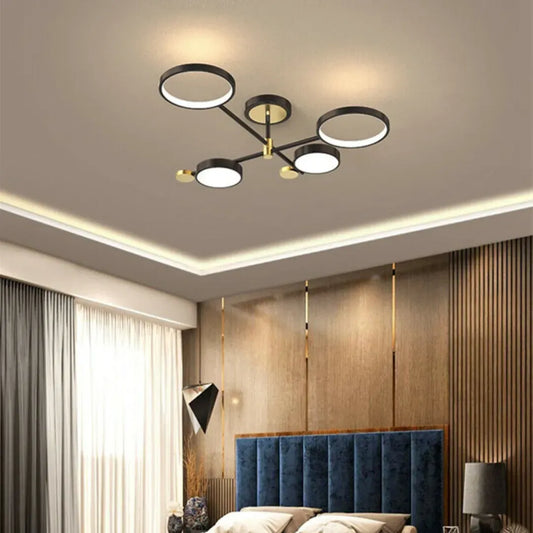 Lustra LED cu Telecomnda MARIA, 22W, 4 Elemente, Lumina Calda/Rece/Neutra, Dimabila, Negru Lustre LED cu Telecomanda Default Title Alessandro Design