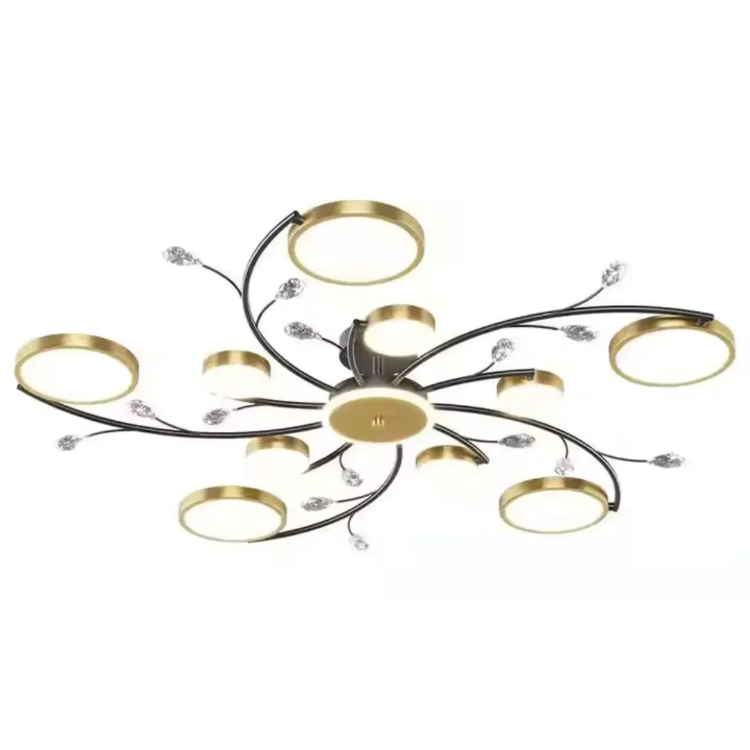 Lustra LED cu Telecomnda KARINA, 68W, 10 Elemente, Lumina Calda/Rece/Neutra, Dimabila, Auriu Lustre LED cu Telecomanda Default Title Alessandro Design