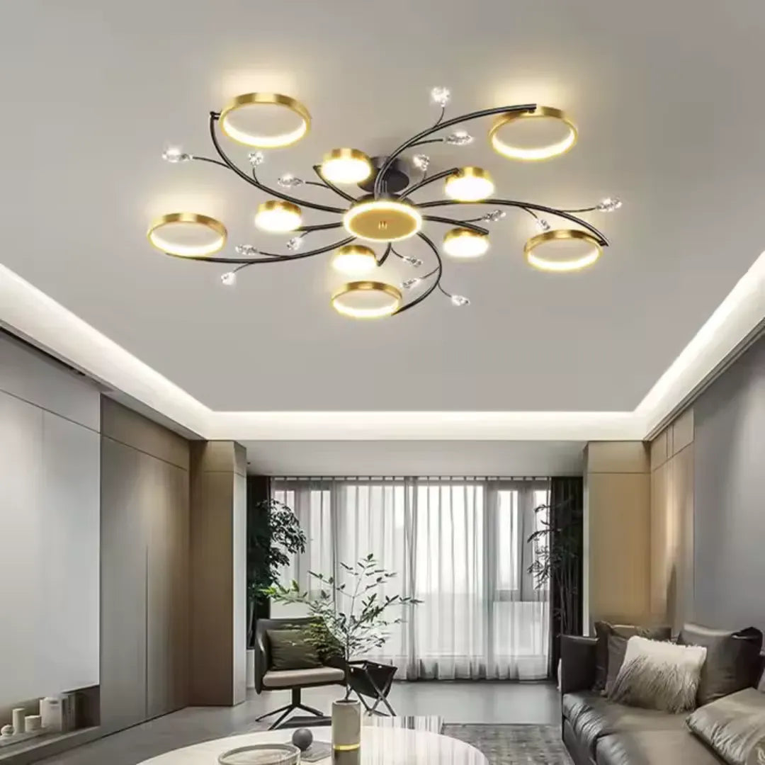 Lustra LED cu Telecomnda KARINA, 68W, 10 Elemente, Lumina Calda/Rece/Neutra, Dimabila, Auriu Lustre LED cu Telecomanda Default Title Alessandro Design