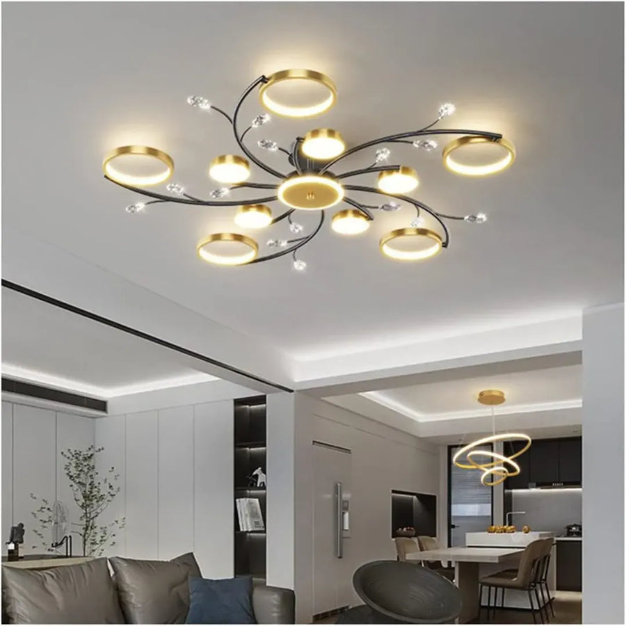 Lustra LED cu Telecomnda KARINA, 68W, 10 Elemente, Lumina Calda/Rece/Neutra, Dimabila, Auriu Lustre LED cu Telecomanda Default Title Alessandro Design
