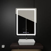 Négyszögletű LED-es tükör, 60x80 cm, Wizz MotionGlow Marcello érzékelő, páramentesítő rendszer, óra és hőmérő, Dimabila tükrök Marcello alapértelmezett cím Alessandro Design