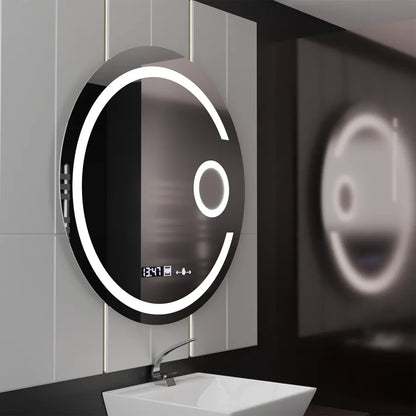 LED kerek tükör, 22 W, 70 cm, Visio MotionGlow Marcello, páramentesítő rendszer, óra és hőmérő, kozmetikai nagyító, szabályozható Marcello tükrök alapértelmezett cím Alessandro Design