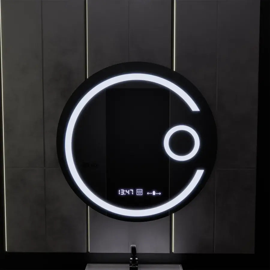 LED kerek tükör, 60 cm, Visio MotionGlow Marcello, páramentesítő rendszer, óra és hőmérő, kozmetikai nagyító, szabályozható tükrök Marcello alapértelmezett cím Alessandro Design
