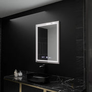 Négyszögletű LED-es tükör, 60x80 cm, Verite Imperial Silver Motion Glow Marcello, páramentesítő rendszer, óra és hőmérő, szabályozható tükrök Marcello alapértelmezett cím Alessandro Design