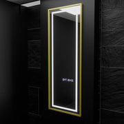 Téglalap alakú LED-es tükör, 45x140 cm, Elena Marcello radarérzékelő, páramentesítő rendszer, óra és hőmérő, Dimabila, öltözködési Couture öltözőtükrök alapértelmezett cím Alessandro Design