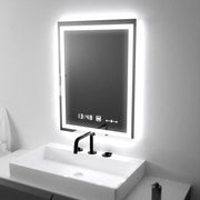 Négyszögletű LED tükör, 45x60 cm, Verite MotionGlow Marcello, páramentesítő rendszer, óra és hőmérő, szabályozható tükrök Marcello alapértelmezett cím Alessandro Design