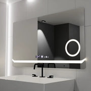 Négyszögletű LED-es tükör, 80x60 cm, Definition MotionGlow Marcello, páramentesítő rendszer, óra és hőmérő, kozmetikai nagyító, szabályozható tükrök Marcello alapértelmezett cím Alessandro Design