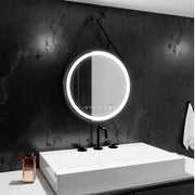 LED-es kerek tükör, 50 cm, Celeste Majeste Noir Eleve MotionGlow Marcello, páramentesítő rendszer, óra és hőmérő, szabályozható tükrök Marcello alapértelmezett cím Alessandro Design
