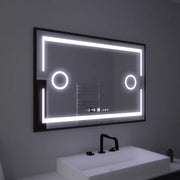 Négyszögletű LED-es tükör, 120x80 cm, Marcello MotionGlow érzékelő, páramentesítő rendszer, óra és hőmérő, kozmetikai nagyító, szabályozható Marcello tükrök alapértelmezett cím Alessandro Design