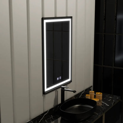 Négyszögletű LED tükör 60x90cm EDGE Touch páramentesítő rendszer, fekete keretű tükrök Korman E alapértelmezett cím Alessandro Design