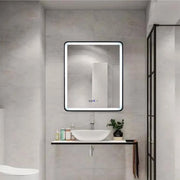 Négyszögletű LED tükör 70x90cm EDGE Touch páramentesítő rendszer, fekete keretű tükrök Korman E Alapértelmezett cím Alessandro Design