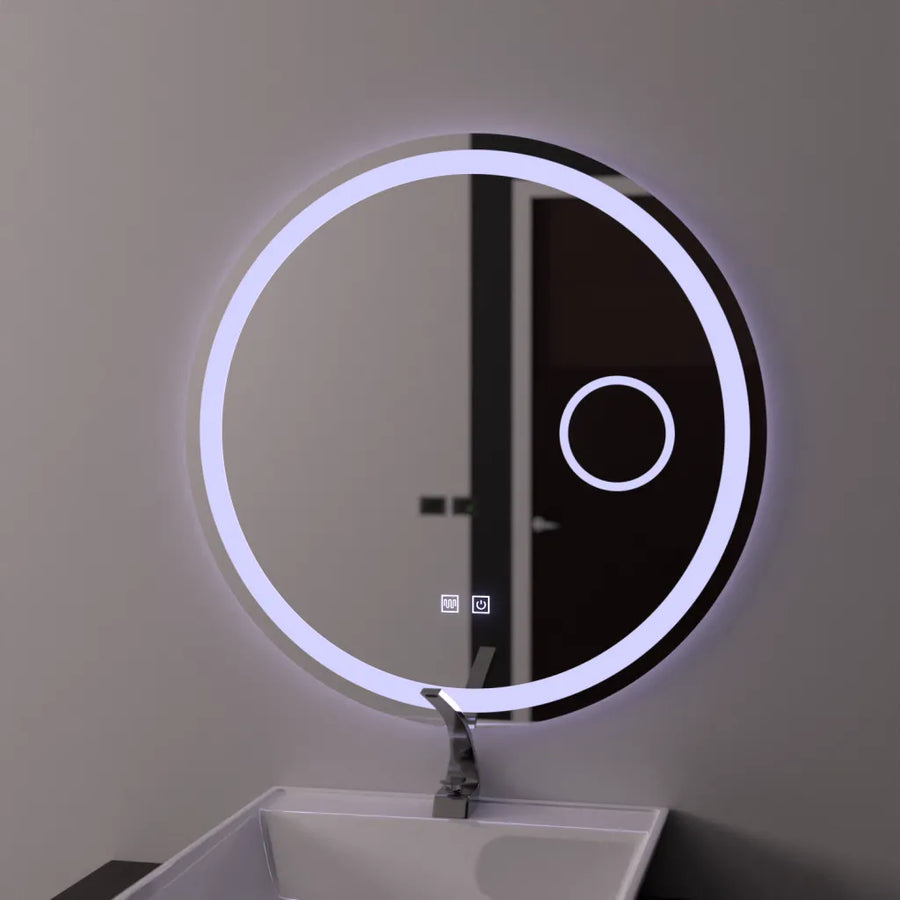 LED kerek tükör 70 cm, Touch Luxor, páramentesítő rendszer, szabályozható fürdőszobai tükör LED-del és páramentesítővel, alapértelmezett cím Alessandro Design