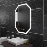 Sokszögű LED-es tükör, 60x80 cm, Ralya MotionGlow Marcello érzékelő, páramentesítő rendszer, óra és hőmérő, Dimabila tükrök Marcello alapértelmezett cím Alessandro Design