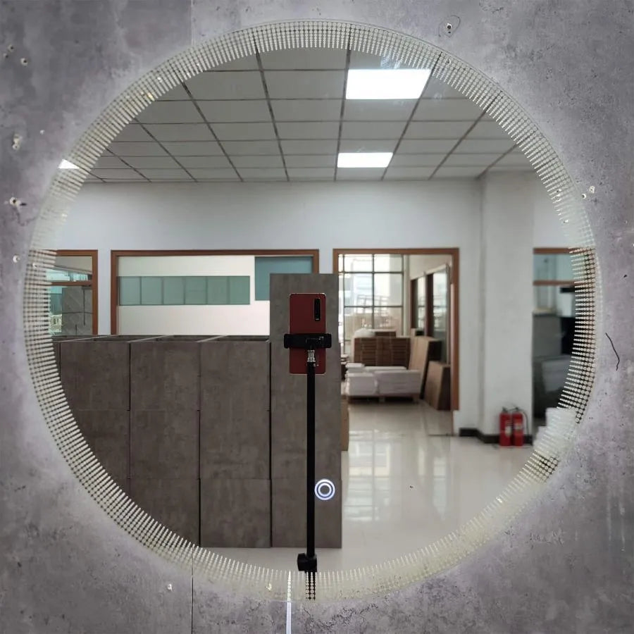LED-es kerek tükör, 60 cm, Lumino Touch, páramentesítő rendszer LED-es fürdőszobai tükör és páramentesítő alapcím Alessandro Design