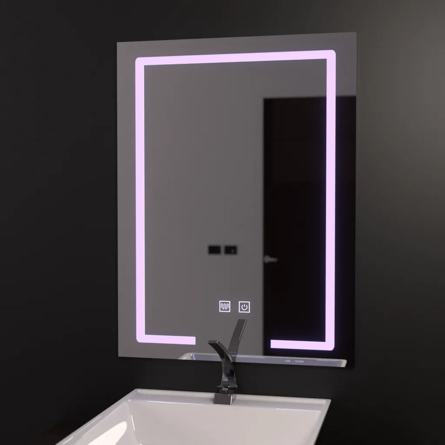 Négyszögletű LED-es tükör 60x80cm, Touch Vesta, Demist rendszer, fényerő-szabályozható fürdőszobai tükör LED-del és Demist Alapértelmezett cím Alessandro Design