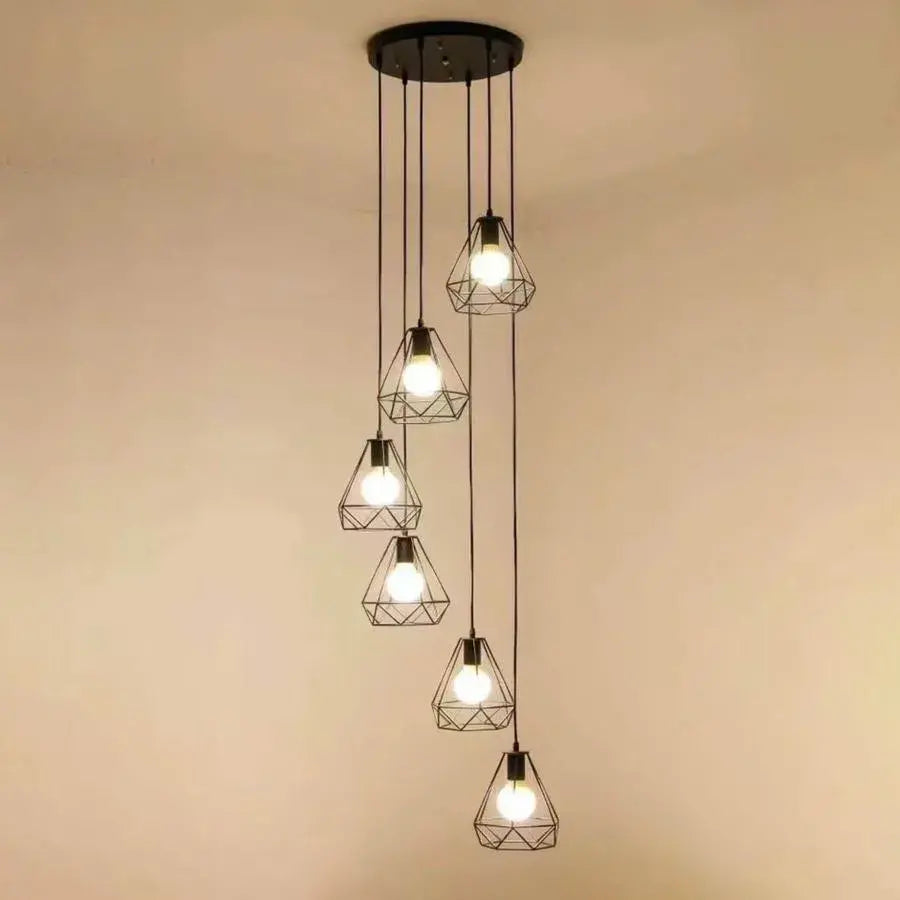 Csillár gyémánt alakú, SZERKEZETE, 6x E27, fekete, fémfényű, ipari alapcím Alessandro Design