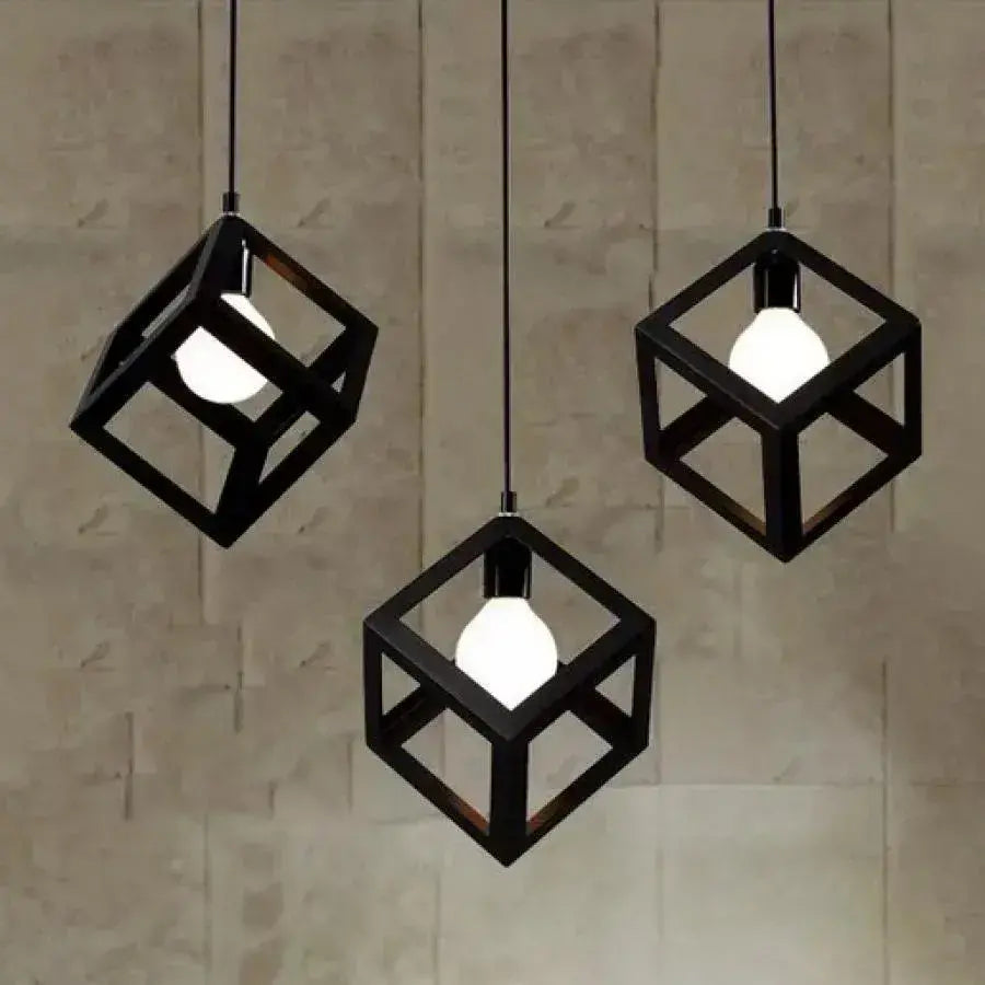 Kocka alakú csillár, STRUKTUR Linear Trio, 3x E27, fekete, fém fényű ipari alapcím Alessandro Design