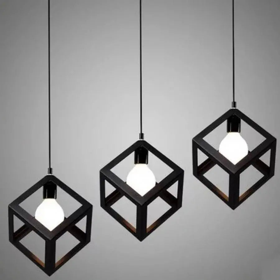Kocka alakú csillár, STRUKTUR Linear Trio, 3x E27, fekete, fém fényű ipari alapcím Alessandro Design