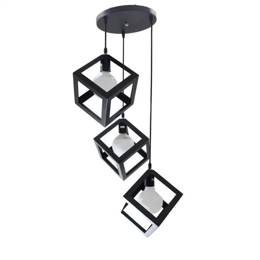 Kocka alakú csillár, STRUKTUR fürt, 3 x E27, fekete, fémfényű ipari alapcím Alessandro Design
