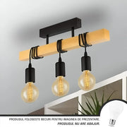 Timber Trio csillár, 3xE27, fekete, fa vintage csillárok alapértelmezett cím Alessandro Design