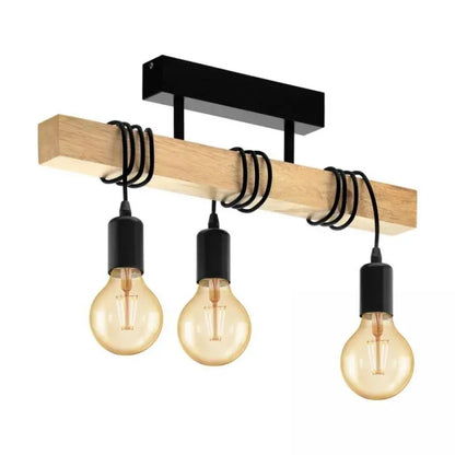 Timber Trio csillár, 3xE27, fekete, fa vintage csillárok alapértelmezett cím Alessandro Design