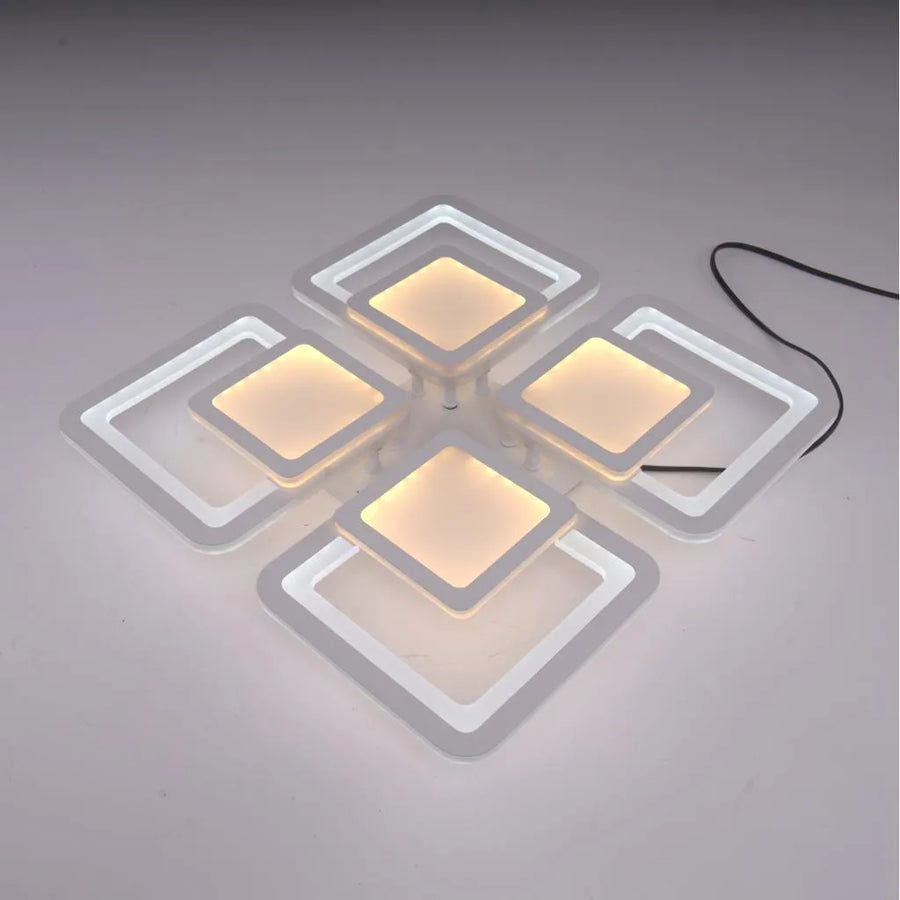 LED-es csillár távirányítóval SUSAN 96W, 4 négyzet, hideg/meleg/semleges fény, szabályozható, fehér LED-es csillár távirányítóval Alapértelmezett cím Alessandro Design
